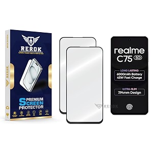 military-grade tempered glass screen protector compatible with realme c75 5g pack of 2  edge-to-edge oleophobic case friendly easy installation kit