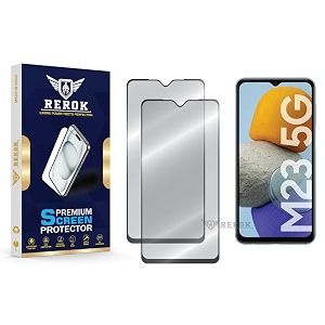 military-grade tempered glass screen protector compatible with samsung galaxy m23 pack of 2  edge-to-edge oleophobic case friendly easy installation kit