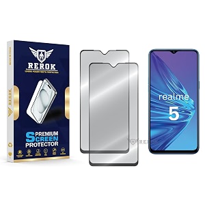 military-grade tempered glass screen protector compatible with realme 5 pack of 2  edge-to-edge oleophobic case friendly easy installation kit