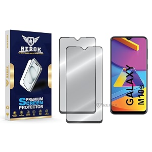 military-grade tempered glass screen protector compatible with samsung galaxy m10s pack of 2  edge-to-edge oleophobic case friendly easy installation kit