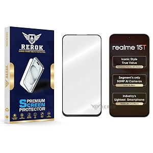 military-grade tempered glass screen protector compatible with realme 15t pack of 1  edge-to-edge oleophobic case friendly easy installation kit