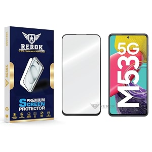 military-grade tempered glass screen protector compatible with samsung galaxy m53 5g pack of 1  edge-to-edge oleophobic case friendly easy installation kit