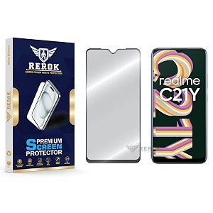 military-grade tempered glass screen protector compatible with realme c21y pack of 1  edge-to-edge oleophobic case friendly easy installation kit