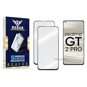 military-grade tempered glass screen protector compatible with realme gt 2 pro pack of 2  edge-to-edge oleophobic case friendly easy installation kit
