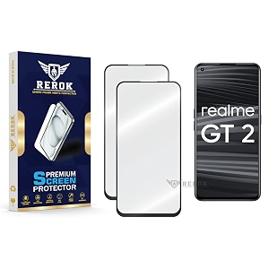 military-grade tempered glass screen protector compatible with realme gt 2 pack of 2  edge-to-edge oleophobic case friendly easy installation kit