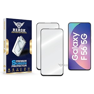 military-grade tempered glass screen protector compatible with samsung galaxy f56 pack of 2  edge-to-edge oleophobic case friendly easy installation kit