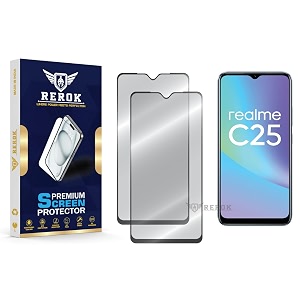 military-grade tempered glass screen protector compatible with realme c25 pack of 2  edge-to-edge oleophobic case friendly easy installation kit