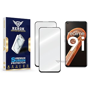 military-grade tempered glass screen protector compatible with realme 9i pack of 2  edge-to-edge oleophobic case friendly easy installation kit