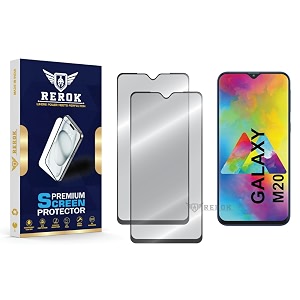 military-grade tempered glass screen protector compatible with samsung galaxy m20 pack of 2  edge-to-edge oleophobic case friendly easy installation kit