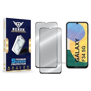 military-grade tempered glass screen protector compatible with samsung galaxy f34 5g pack of 2  edge-to-edge oleophobic case friendly easy installation kit