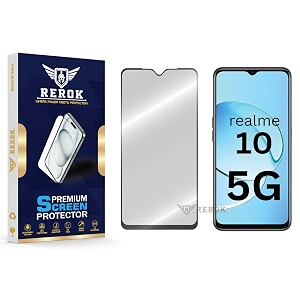 military-grade tempered glass screen protector compatible with realme 10 5g pack of 1  edge-to-edge oleophobic case friendly easy installation kit