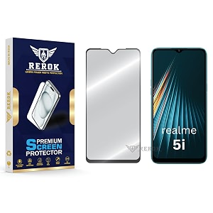 military-grade tempered glass screen protector compatible with realme 5i pack of 1  edge-to-edge oleophobic case friendly easy installation kit