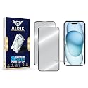 Military-Grade Tempered Glass Screen Protector for iPhone 15 [Pack of 2] | HD Clear, Edge-to-Edge Coverage, Scratch Resistant, Case Friendly with Easy Installation Kit.