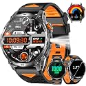 Military Smart Watches for Men with 1000mAH Battery, 1.7" HD Sports Smartwatch with Flashlight/Bluetooth Call/Heart Rate/SpO2/Sleep Monitor, Fitness Tracker for iPhone/Android Phones