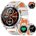 Military Smart Watches for Men with 1000mAH Battery, 1.7" HD Sports Smartwatch with Flashlight/Bluetooth Call/Heart Rate/SpO2/Sleep Monitor, Fitness Tracker for iPhone/Android Phones
