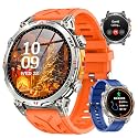 Military Smart Watches for Men GPS, 1.56" AMOLED Screen Bluetooth Call, Smartwatch for Android Phones and iPhone, 100+ Sport Modes, 3ATM Waterproof Smart Watch with Compass(Orange &amp; Blue)