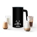 Milk Frother, 4-in-1 10oz/300ml Electric Milk Steamer, Hot & Cold Foam, Auto Shut-Off Frother for Coffee Latte and Cappuccino, Black
