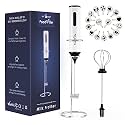 FoodVille MF05 Rechargeable Milk Frother Handheld Foam Maker with Stainless Whisk for Cappuccino, Latte, Bulletproof Coffee, Keto Diet, Protein Powder, Matcha (2019 Summer New Version)