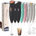 Milk Frother Handheld Frother Wand Drink Mixer Handheld Coffee Stirrers Electric Frother for Coffee Mixer Wand with 2 Whisk frother for protein powder coffee frother handheld-Black/Copper