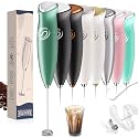 Milk Frother Handheld Frother Wand Drink Mixer Handheld Coffee Stirrers Electric Frother for Coffee Mixer Wand with 2 Whisk frother for protein powder coffee frother handheld-Green