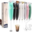Milk Frother Handheld Frother Wand Drink Mixer Handheld Coffee Stirrers Electric Frother for Coffee Mixer Wand with 2 Whisk frother for protein powder coffee frother handheld-Aqua