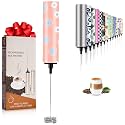 Milk Frother Handheld Rechargeable - 2-Speed Electric Whisk with 5 Detachable Heads (Frother/Mixer/Whisk) for Coffee, Latte, Cappuccino &amp; Matcha, Drink Mixer (Flower 8)