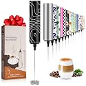 Milk Frother Handheld Rechargeable - 2-Speed Electric Whisk with 5 Detachable Heads (Frother/Mixer/Whisk) for Coffee, Latte, Cappuccino &amp; Matcha, Drink Mixer (Flower 18)