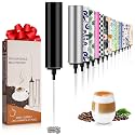Milk Frother Handheld Rechargeable - 2-Speed Electric Whisk with 5 Detachable Heads (Frother/Mixer/Whisk) for Coffee, Latte, Cappuccino &amp; Matcha, Drink Mixer (Black)