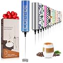 Milk Frother Handheld Rechargeable - 2-Speed Electric Whisk with 5 Detachable Heads (Frother/Mixer/Whisk) for Coffee, Latte, Cappuccino &amp; Matcha, Drink Mixer (Flower 11)