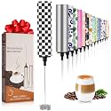 Milk Frother Handheld Rechargeable - 2-Speed Electric Whisk with 5 Detachable Heads (Frother/Mixer/Whisk) for Coffee, Latte, Cappuccino &amp; Matcha, Drink Mixer (Flower 4)