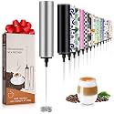 Milk Frother Handheld Rechargeable - 2-Speed Electric Whisk with 5 Detachable Heads (Frother/Mixer/Whisk) for Coffee, Latte, Cappuccino &amp; Matcha, Drink Mixer (silver)