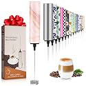 Milk Frother Handheld Rechargeable - 2-Speed Electric Whisk with 5 Detachable Heads (Frother/Mixer/Whisk) for Coffee, Latte, Cappuccino &amp; Matcha, Drink Mixer (Flower 19)