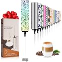 Milk Frother Handheld Rechargeable - 2-Speed Electric Whisk with 5 Detachable Heads (Frother/Mixer/Whisk) for Coffee, Latte, Cappuccino &amp; Matcha, Drink Mixer (Flower 5)