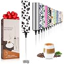 Milk Frother Handheld Rechargeable - 2-Speed Electric Whisk with 5 Detachable Heads (Frother/Mixer/Whisk) for Coffee, Latte, Cappuccino &amp; Matcha, Drink Mixer (Flower 15)
