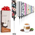 Milk Frother Handheld Rechargeable - 2-Speed Electric Whisk with 5 Detachable Heads (Frother/Mixer/Whisk) for Coffee, Latte, Cappuccino &amp; Matcha, Drink Mixer (Flower 2)