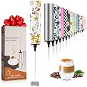 Milk Frother Handheld Rechargeable - 2-Speed Electric Whisk with 5 Detachable Heads (Frother/Mixer/Whisk) for Coffee, Latte, Cappuccino &amp; Matcha, Drink Mixer (Flower 10)