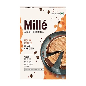 mille no maida mocha coffee cake mix  gluten free cake  eggless  no atta  no refined sugar  high plant protein  low carbs  low gi millet grain  400 grams