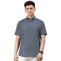 Blue Cotton Short Sleeves Shirts for Men-MMH0145-P