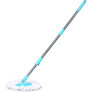 360 degree spin mop stick rod with 1 microfiber refill  standing magic pocha with easy grip handle for floor cleaning supplies product for home office mop mnt-5