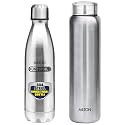 MILTON Aqua 1000 Single Walled Stainless Steel Fridge Water Bottle, 950ml, Silver &amp; Shine 1100 Stainless Steel Water Bottle, 1075 ml (Silver) Combo