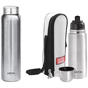 milton aqua 1000 stainless steel water bottle 950 ml silver thermosteel flip lid flask 350 milliliters silver