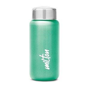 milton aqua 500 stainless steel water bottle 485 ml single walled isi certified i leak proof lid rust proof i for school office gym i light green