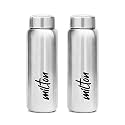 MILTON Aqua 750 Stainless Steel Water Bottle, Set of 2, 750 ml Each, Silver | 100% Leaf Proof | Office Bottle | Gym Bottle | Home | Kitchen | Hiking | Treking, Travel