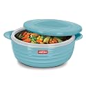 MILTON Aspire 1500 Serving Casserole, Double Walled Inner Stainless Steel, PU Insulated Kitchen Hot Pot, Keeps Food hot &amp; Fresh for Roti, Biryani, 1180 ml, Blue