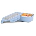 MILTON Cool Touch Rectangular 400 Stainless Steel Container, 380 ml, Blue | Microwave Safe | Food Grade | BPA Free | Refrigerator Safe