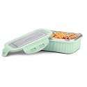 MILTON Cool Touch Rectangular 400 Stainless Steel Container, 380 ml, Aqua Green | Microwave Safe | Food Grade | BPA Free | Refrigerator Safe