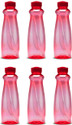 MILTON Deniz Water Bottle 1000 ml PET Bottle (Pack of 6, Red)