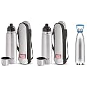 Milton Duo 2200 Thermosteel 24 Hours Hot and Cold Water Bottle with Handle, 2.02ltrs&amp;milton thermosteel flip lid Flask, 1000 milliliters&amp;milton thermosteel flip lid Flask, 750 milliliters