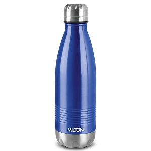 milton duo dlx 1000 thermosteel water bottle 1 ltr 24 hr hot and cold i leak proof lid isi certified i vacuum insulated i for office gym school i blue
