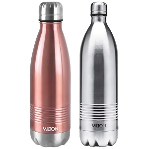 milton duo dlx 1000 thermosteel 24 hours hot and cold water bottle 1 litre rose gold amp milton duo deluxe 1000 thermosteel 24 hours hot and cold water bottle 1 litre silver